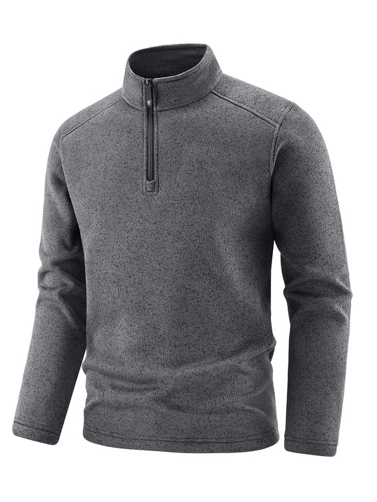 Herren Thermischer Strick-Fleecepullover mit halbem Reißverschluss und Stehkragen Shop Nory