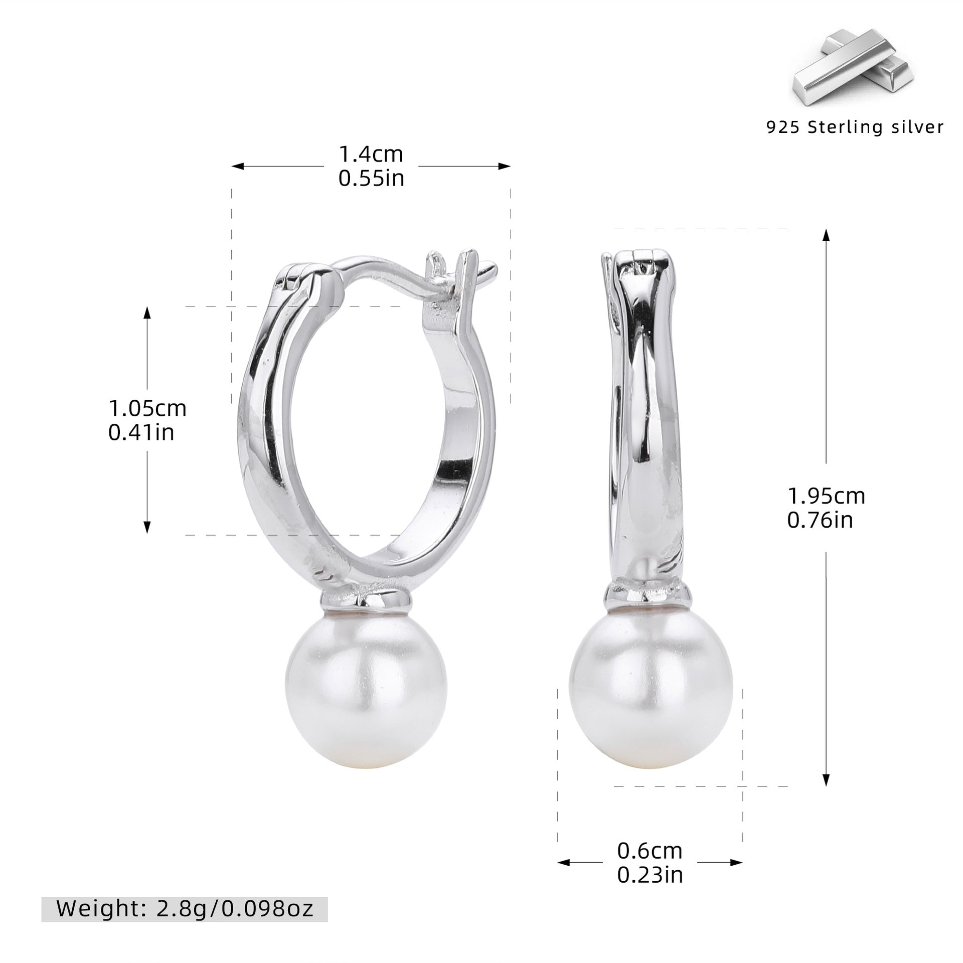 Damen Ohrhänger mit elegantem Perlenanhänger Shop Nory