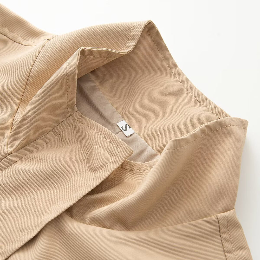 Damen Leichte Übergangsjacke mit Tunnelzug-Taillierung und Stehkragen Shop Nory