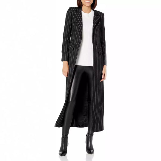 Damen Longline-Blazer-Mantel mit Nadelstreifen, taillierter Silhouette und Pattentaschen Shop Nory