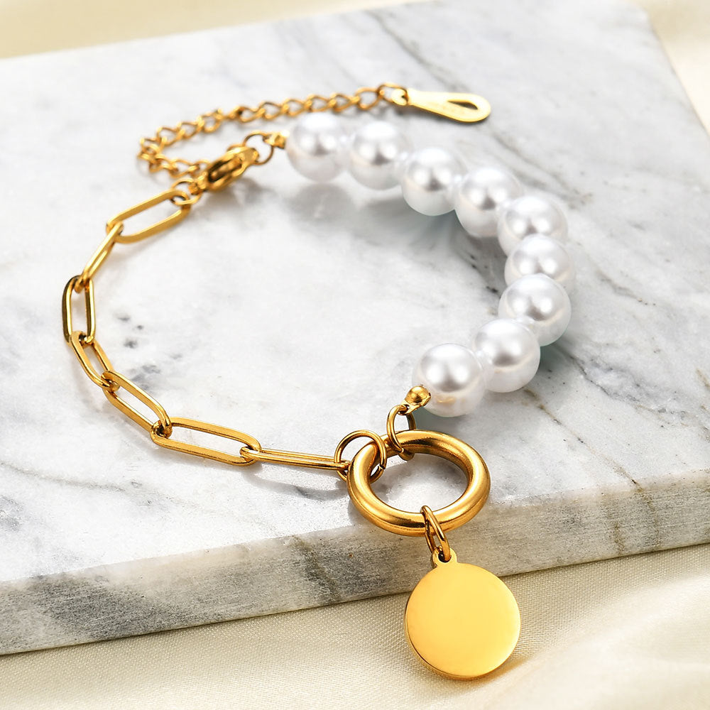 Damen Armband mit eleganten Perlen und stilvollem Gliederdesign Shop Nory