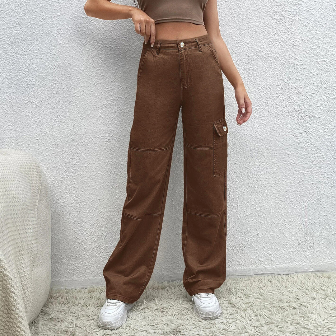 Damen Hochtaillierte Utility-Cargo-Hose im Wide‑Leg aus robustem Denim Shop Nory