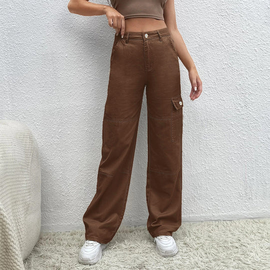 Damen Hochtaillierte Utility-Cargo-Hose im Wide‑Leg aus robustem Denim Shop Nory