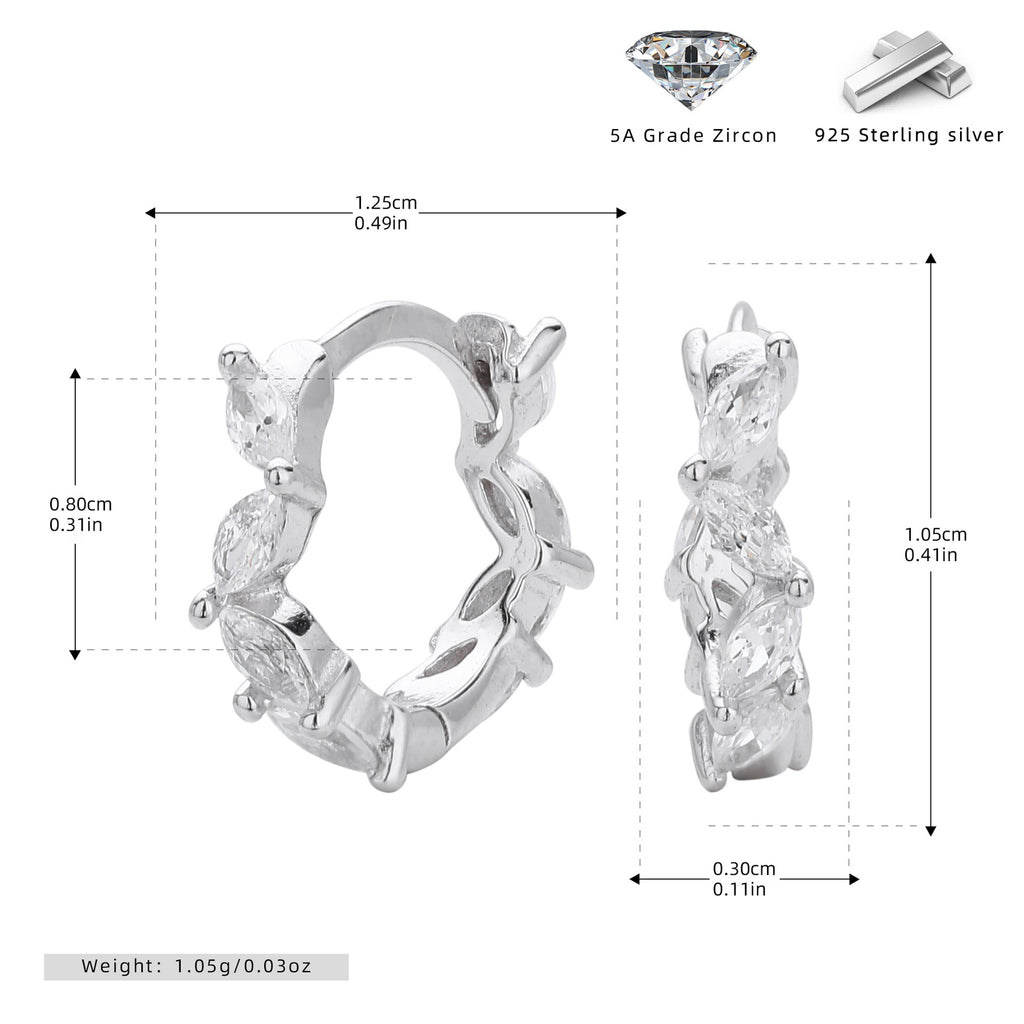 Damen Ohrringe mit funkelnden Zirkon-Besätzen aus 925 Sterling Silber Shop Nory