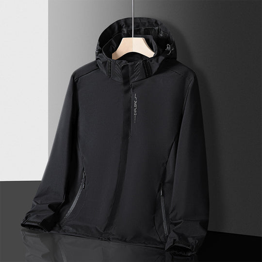 Herren leichter wasserdichter Softshell‑Hoodie mit Kapuze und Tarn‑Hex‑Alloverprint Shop Nory