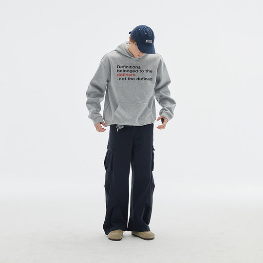 Unisex Oversize-Kapuzenpullover aus Baumwollmix mit Kängurutasche und Statement-Print Shop Nory
