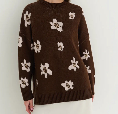 Damen Modischer Pullover mit floralen Mustern