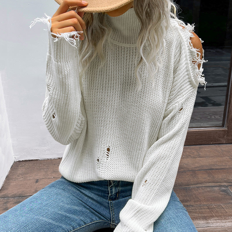 Damen Lässiger Oversized Pullover mit Lochdetails Shop Nory