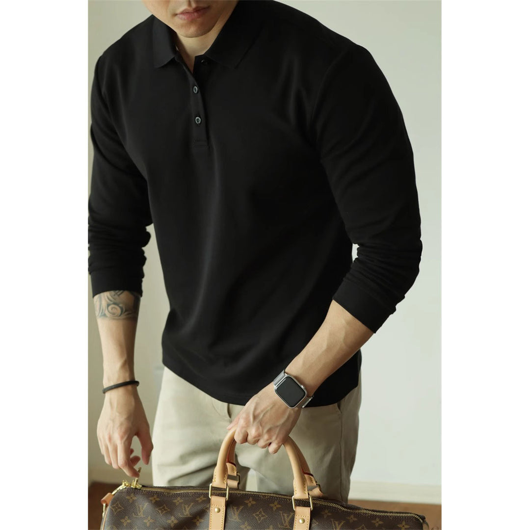 Herren Modisches Langarm-Polohemd mit feinem Strukturdesign Shop Nory