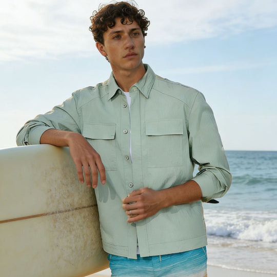 Herren Leichtes Field-Overshirt mit aufgesetzten Brusttaschen und Hemdkragen Shop Nory