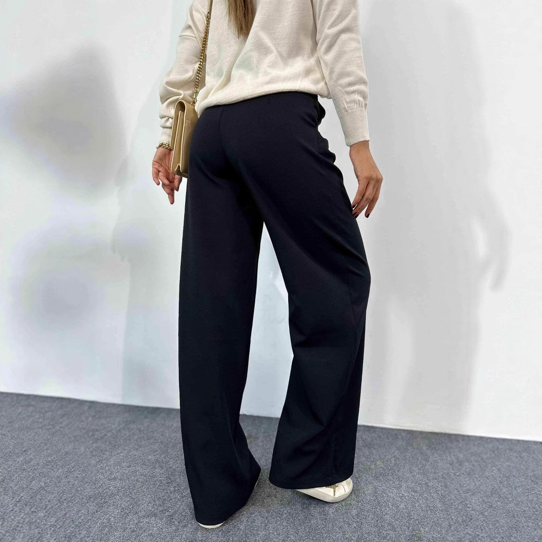 Damen Hochtaillierte weite Plissee-Hose mit weitem Bein Shop Nory