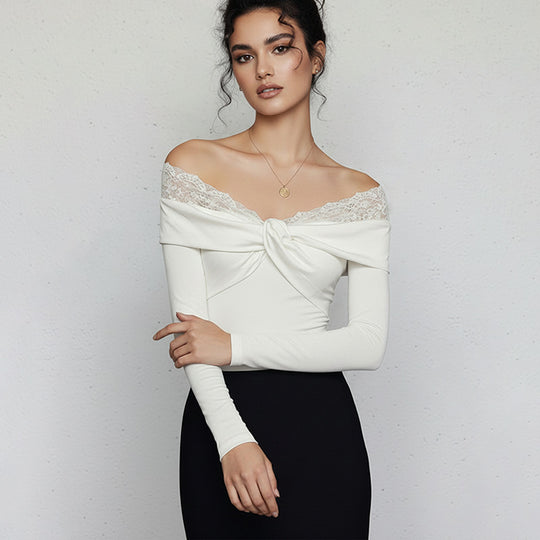 Damen Eleganter Body mit Spitzenkragen Shop Nory