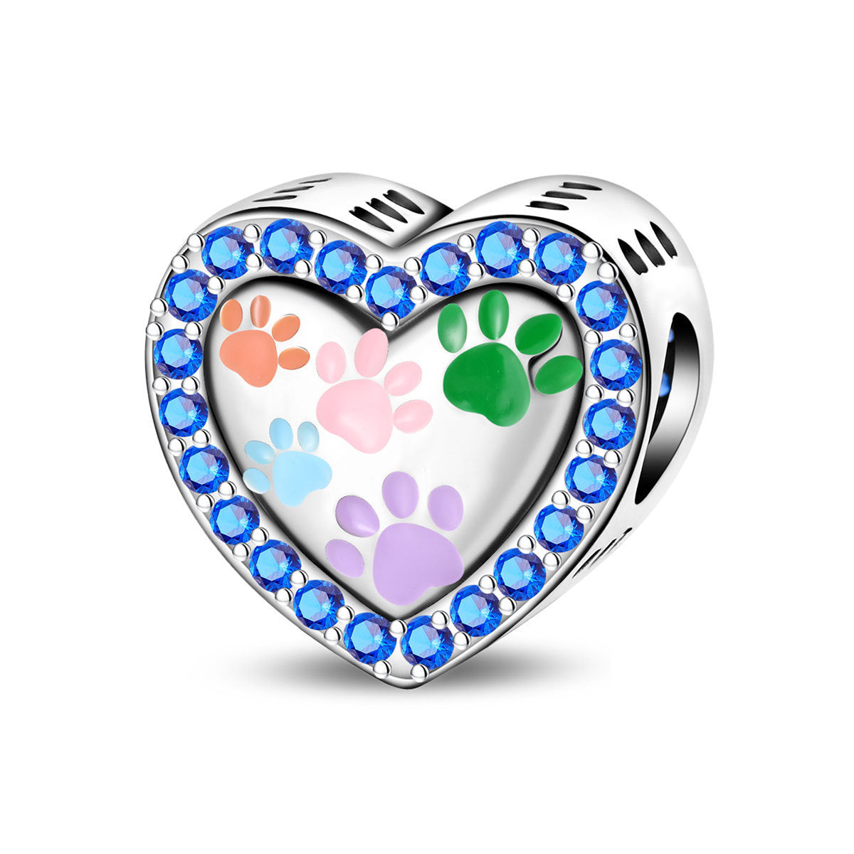 Filigraner Herz-Charms Anhänger mit Rosenmotiv und Zirkonia