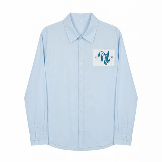 Herren Oversized Hemd mit gestickter Brustpatch und Kentkragen Shop Nory