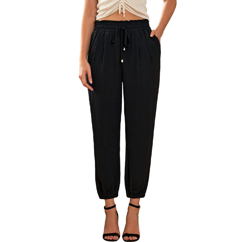 Damen Lässige Freizeithose mit Elastischem Bund und Praktischen Taschen