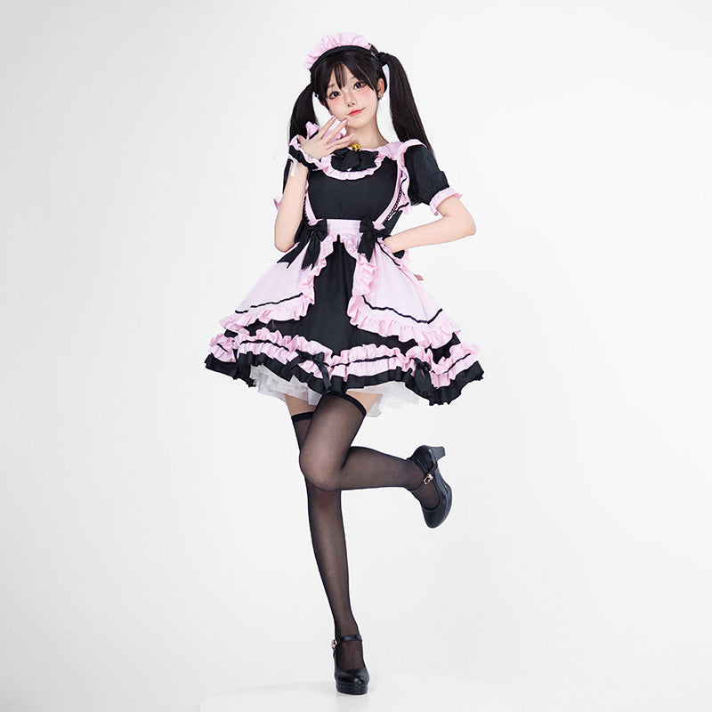 Mädchen verspieltes Kostümkleid mit Rüschen und Katzenohren Shop Nory