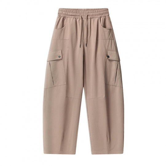 Unisex Lockere Cargo-Hose mit elastischem Bund, Tunnelzug und aufgesetzten Klappentaschen Shop Nory