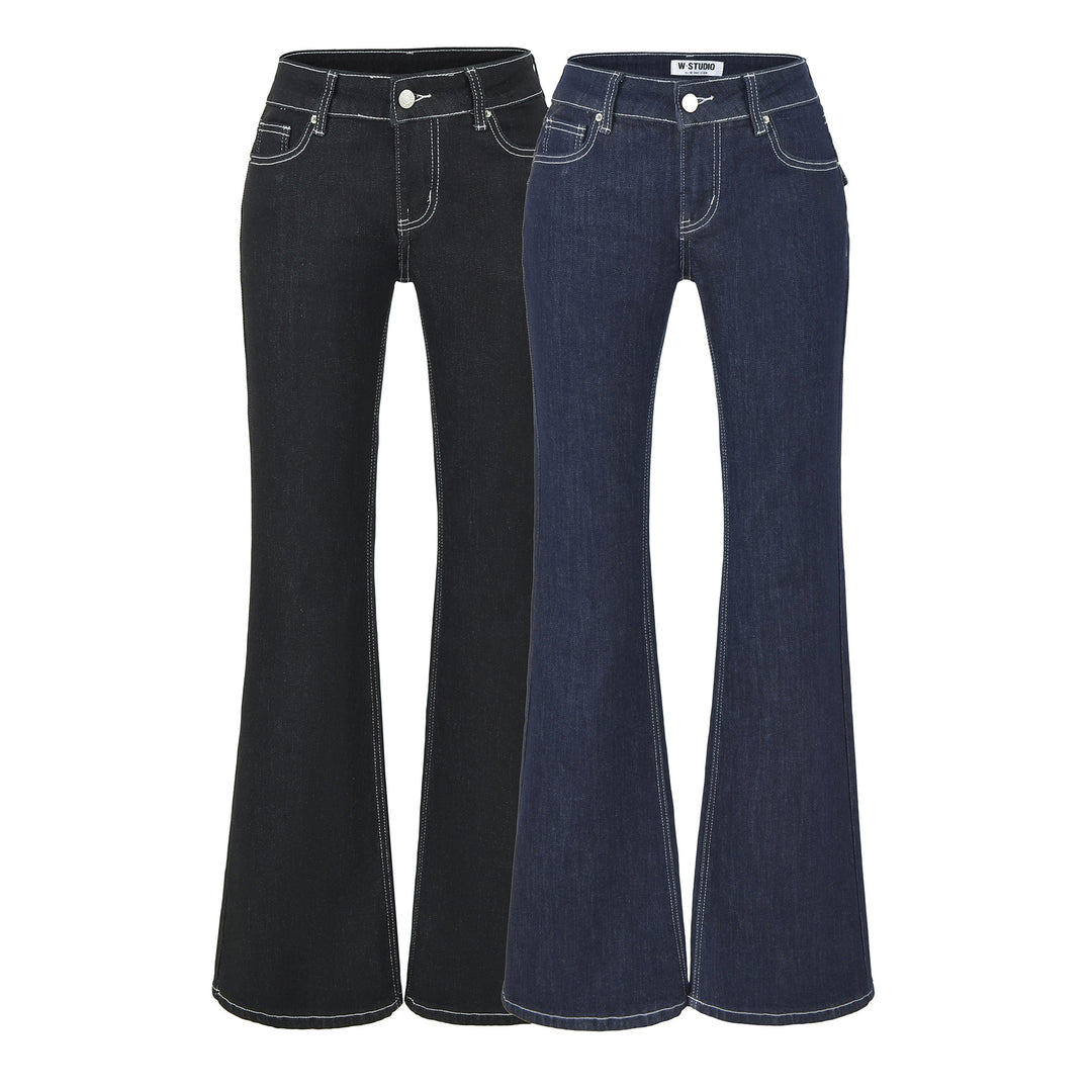 Damen Flared-Jeans mit dekorativer Mittelnaht und Kontrastnähten Shop Nory