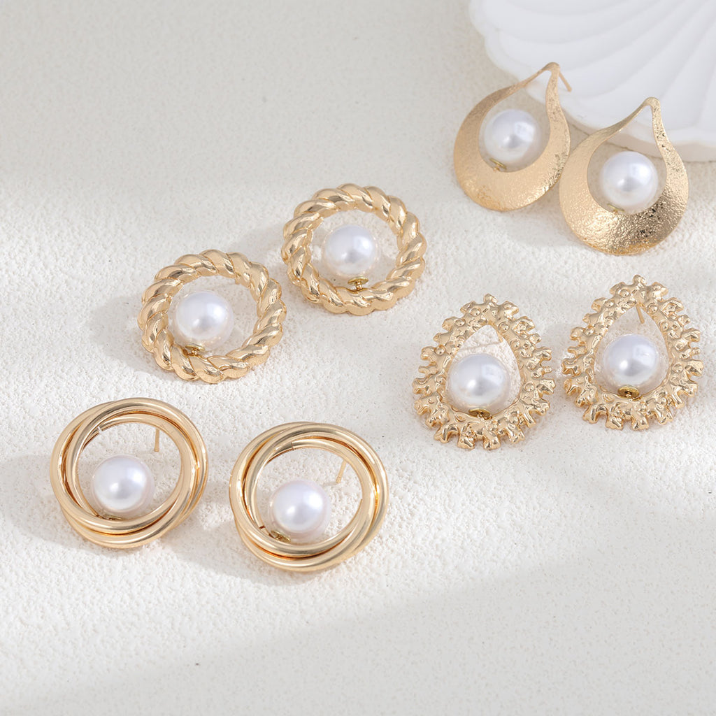 Damen Ohrringe mit herzförmigem Design und künstlicher Perle Shop Nory