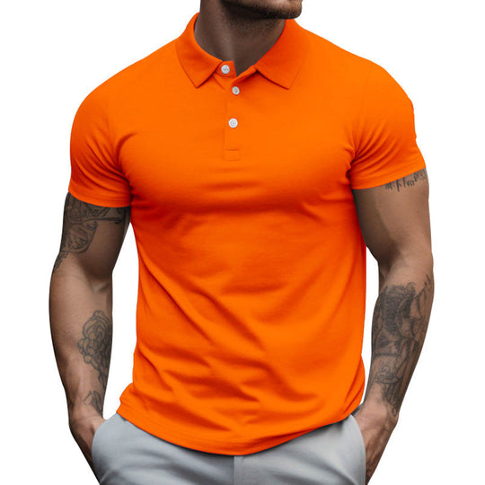 Herren nan tailliertes elastisches Piqué-Poloshirt mit klassischem Kragen
