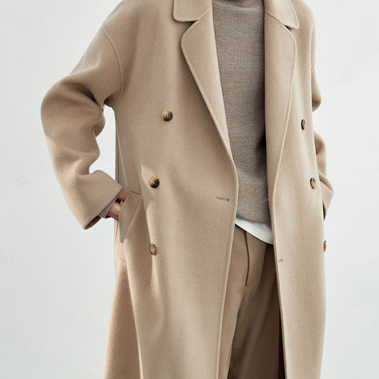 Herren Oversized Wollmantel mit Doppelreiher und Reverskragen Shop Nory
