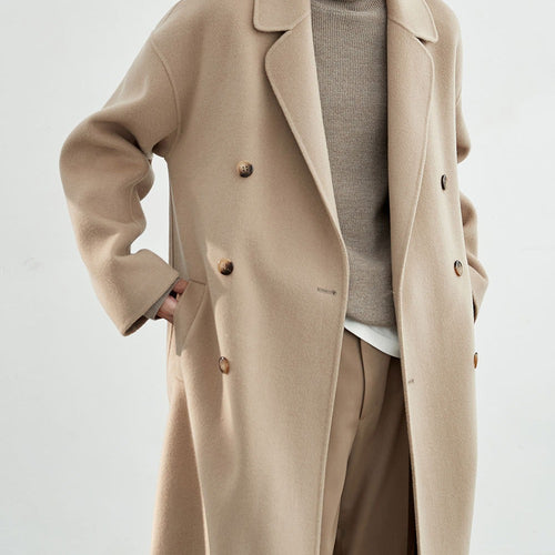 Herren Oversized Wollmantel mit Doppelreiher und Reverskragen Shop Nory
