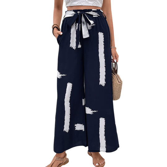 Damen Palazzo-Hose mit Paperbag-Bund, weitem Bein und Bindegürtel Shop Nory