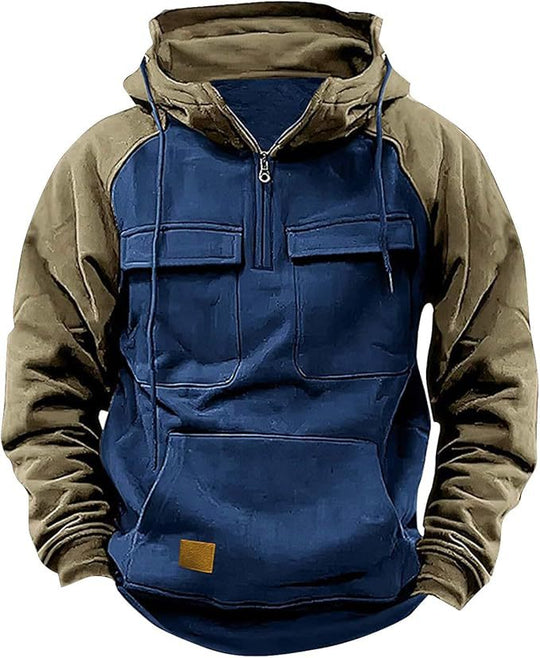 Herren Sportlicher Baumwoll-Hoodie mit Kapuze und praktischen Taschen