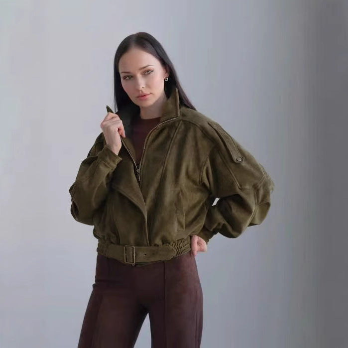 Damen Modische und elegante Wildlederjacke
