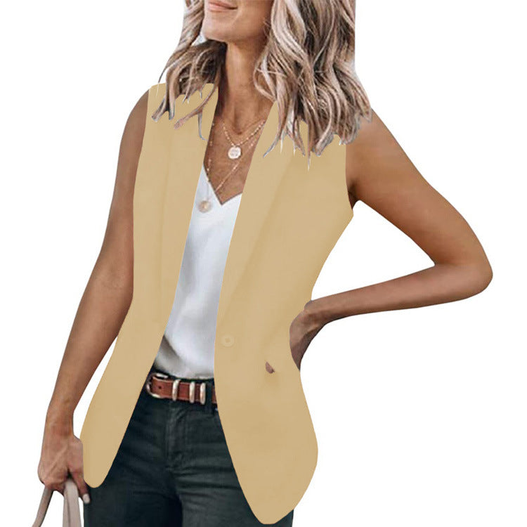 Damen Ärmelloser Blazer im modernen Schnitt mit tiefen Taschen