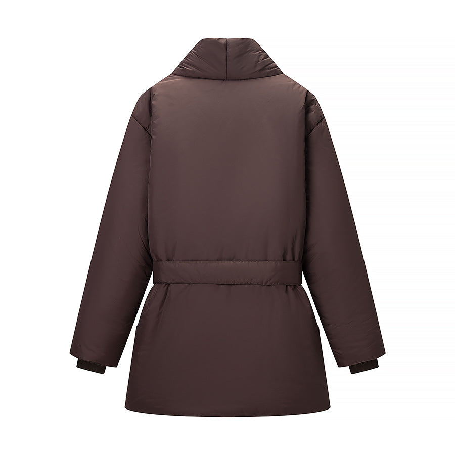 Damen gesteppte Taillengürtel-Steppjacke mit Schalkragen Shop Nory
