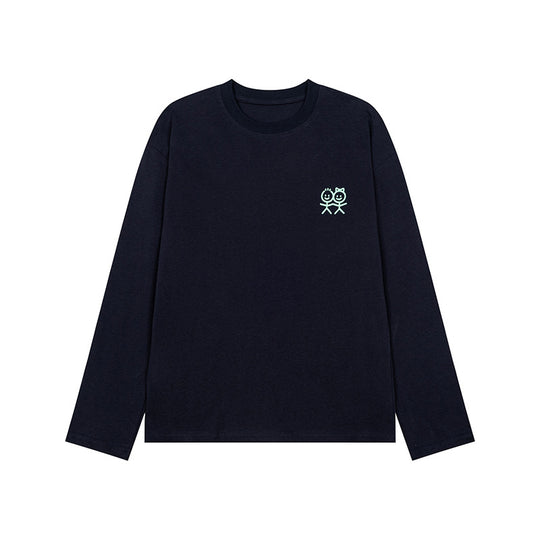 Unisex Langarm-Baumwollshirt mit minimalistischer Freundschafts-Stickerei Shop Nory