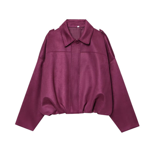 Damen Gekürzte Wildlederoptik-Blousonjacke mit Taillen-Smock und Schulterpatten Shop Nory