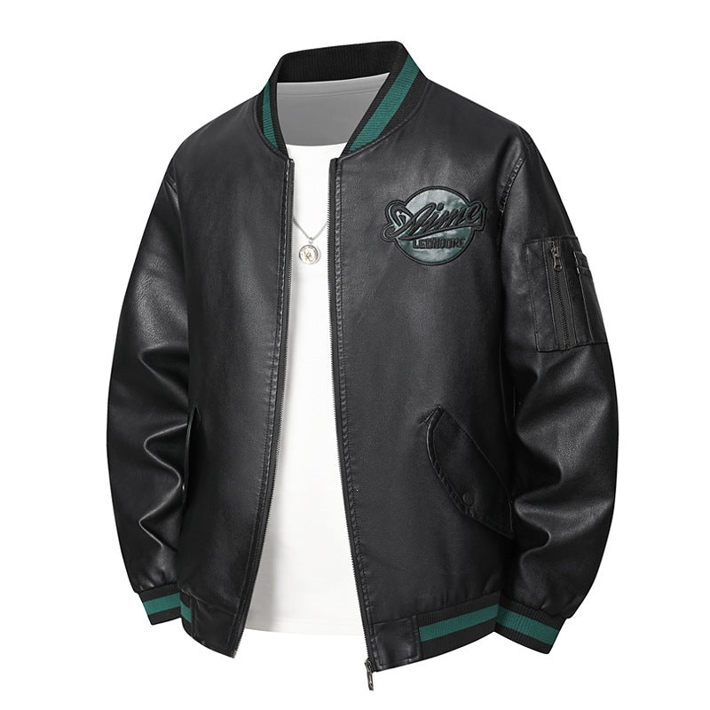 Herren Modische Kunstleder-Bomberjacke mit praktischen Taschen Shop Nory