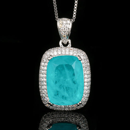 Kissen Schnitt Halo Anhänger Halskette mit Mikro Pave Sterling Einstellung