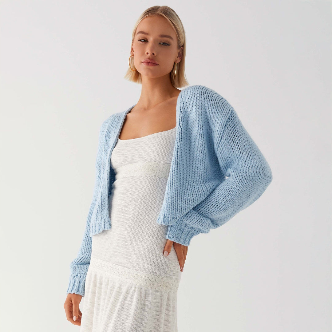 Damen Oversized Grobstrick-Cardigan mit Schalkragen und Rippbündchen Shop Nory