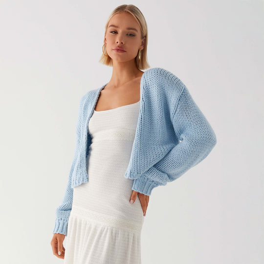 Damen Oversized Grobstrick-Cardigan mit Schalkragen und Rippbündchen Shop Nory