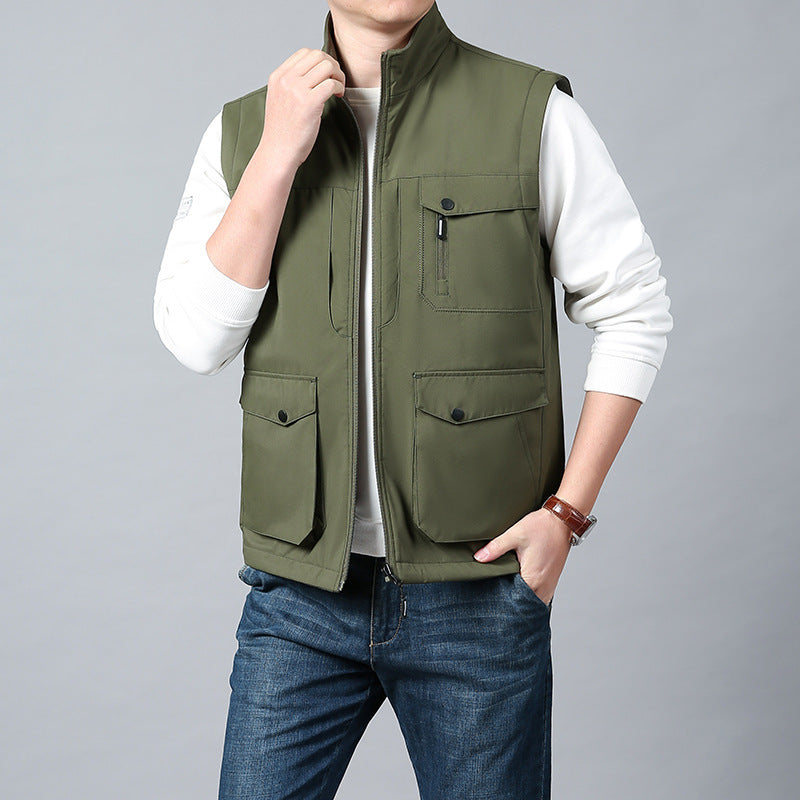 Herren Funktionsweste im urbanen Utility‑Stil mit Organizer‑Taschen und Stehkragen Shop Nory