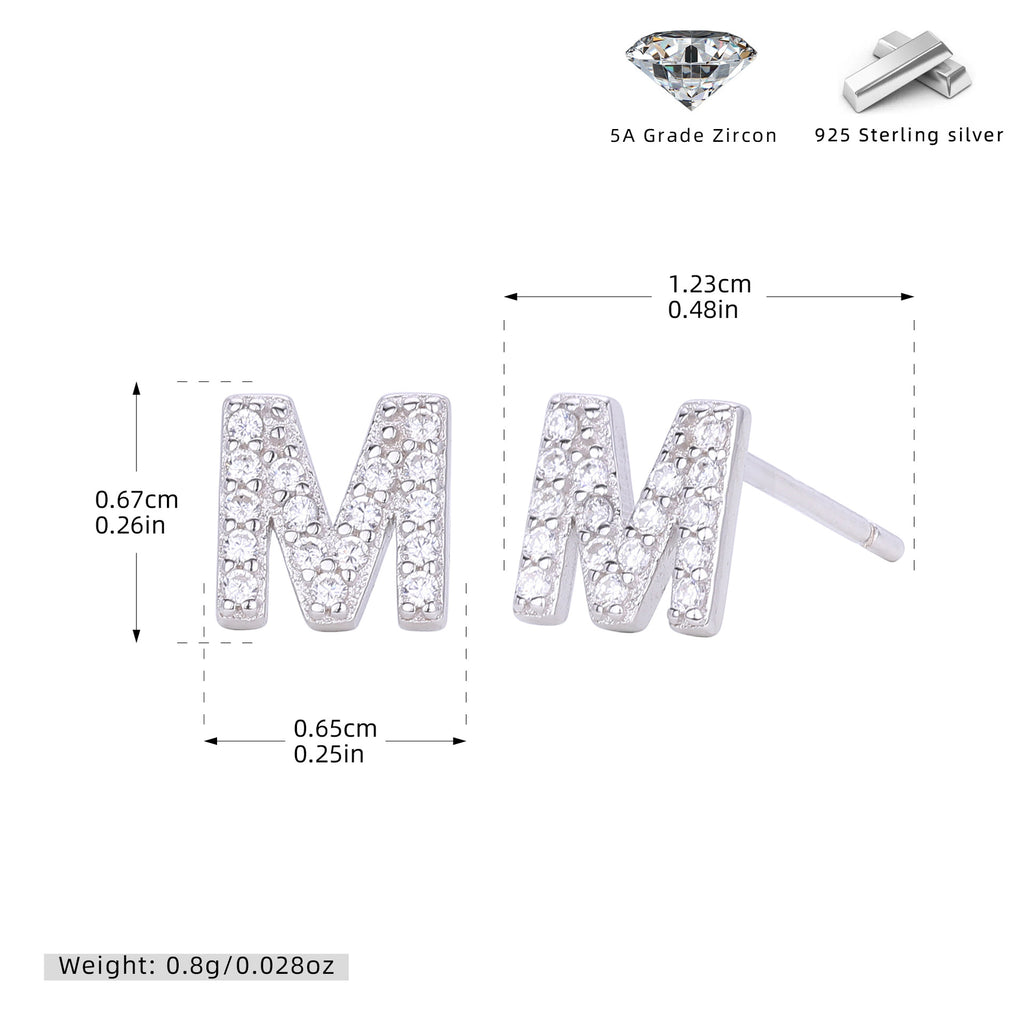Damen Ohrstecker aus 925 Sterling Silber mit luxuriösem Zirkonbuchstaben R Shop Nory
