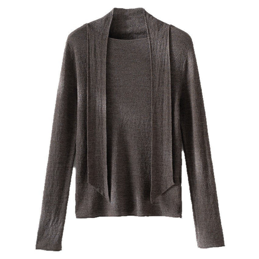 Damen Feinstrickpullover mit asymmetrischem Schlauchkragen und drapierter Schalbahn Shop Nory