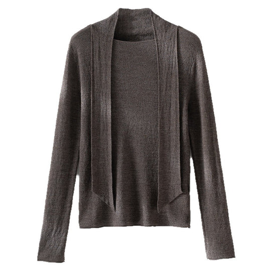 Damen Feinstrickpullover mit asymmetrischem Schlauchkragen und drapierter Schalbahn Shop Nory