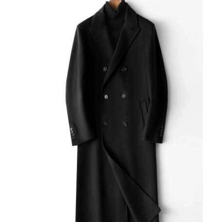 Herren Doppelreihiger Wollmantel mit Kaschmiranteil und schmaler Silhouette Shop Nory