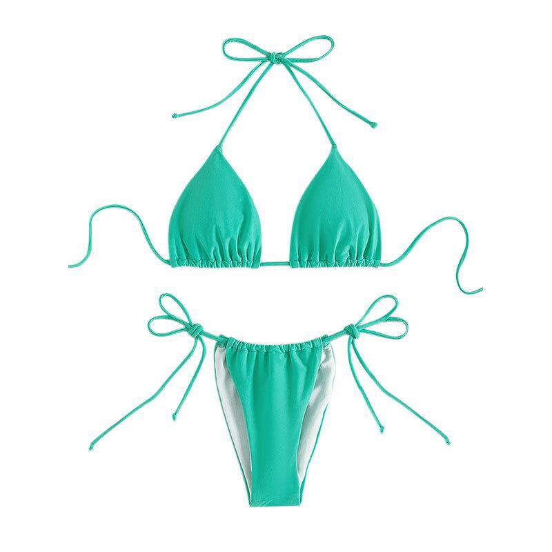 Damen Triangel-Bikini mit verstellbaren Schnürdetails und elastischem Bund Shopnory
