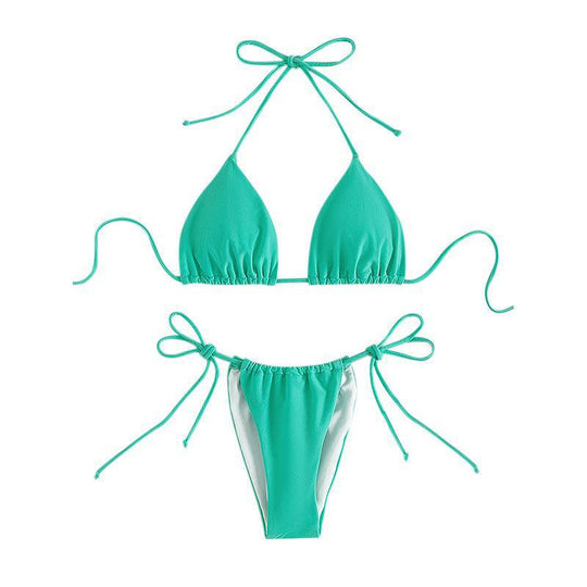 Damen Triangel-Bikini mit verstellbaren Schnürdetails und elastischem Bund Shopnory