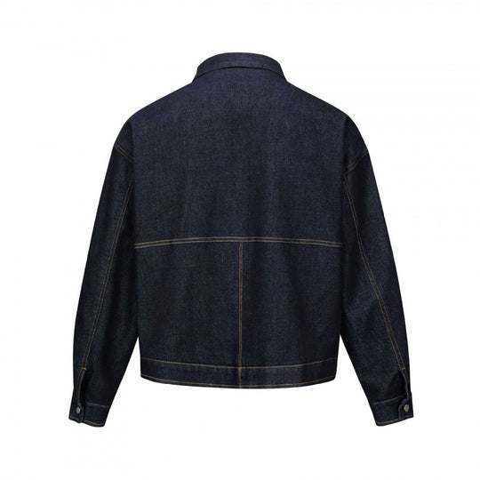 Unisex Kurz geschnittene kastige Denim-Zipjacke im Worker‑Look mit schrägen Eingrifftaschen Shop Nory