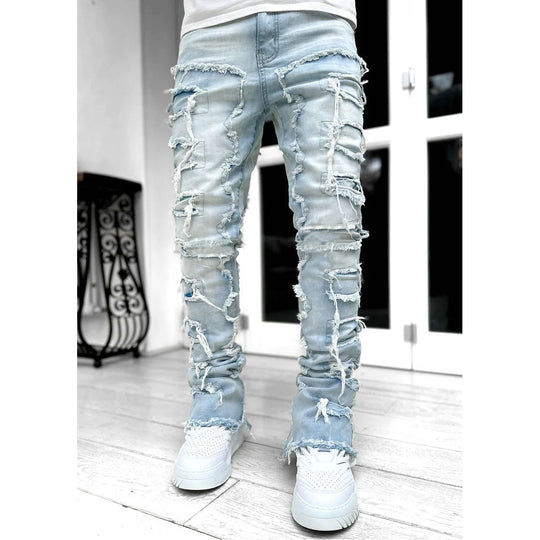 Herren Zerrissene Denim-Hose im lässigen Stil mit einzigartigem Design