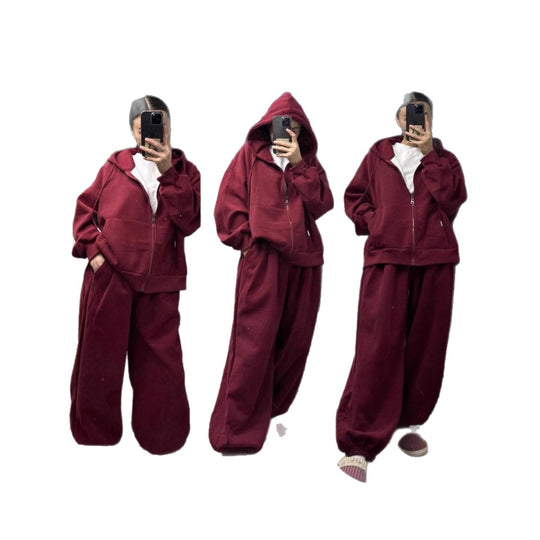 Damen nan übergroße Kapuzenjacke mit Reißverschluss und weite Jogginghose Lounge Set Shop Nory
