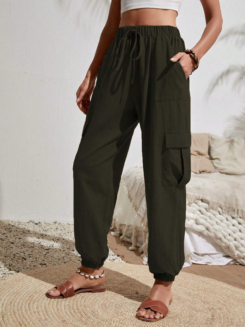 Damen Cargo-Jogginghose mit elastischem Bund, Kordelzug und aufgesetzten Taschen Shop Nory