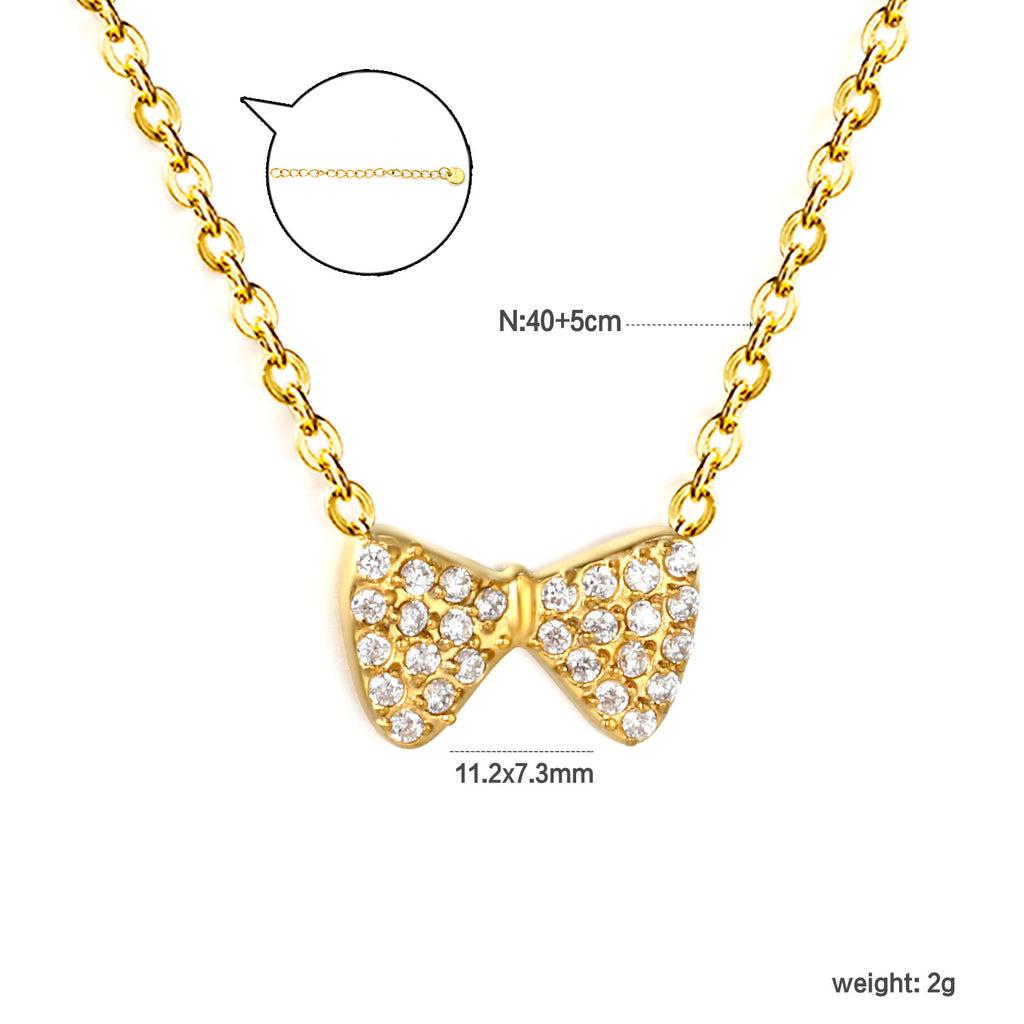 Damen Halskette mit funkelndem Schleifenanhänger aus hochwertigem Edelstahl Shop Nory