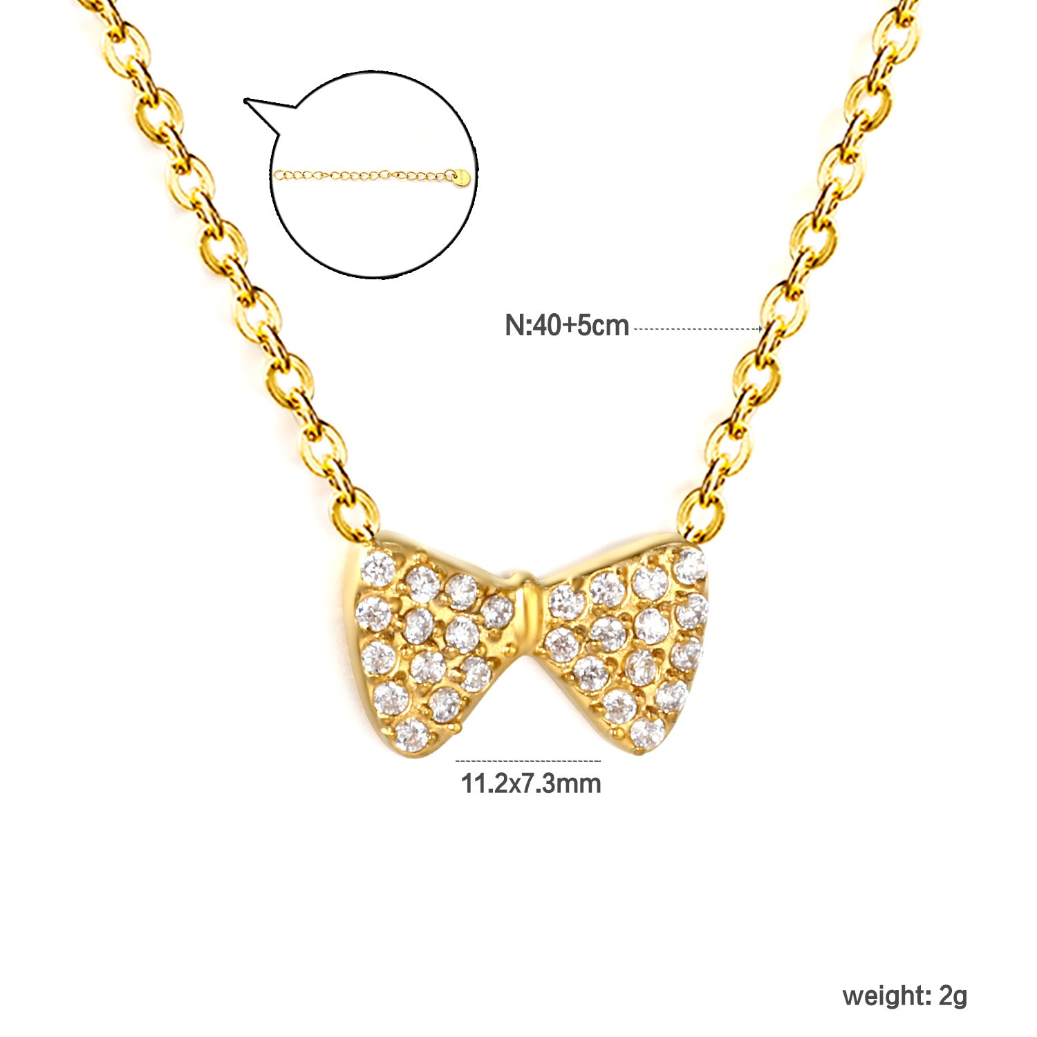 Damen Halskette mit funkelndem Schleifenanhänger aus hochwertigem Edelstahl Shop Nory